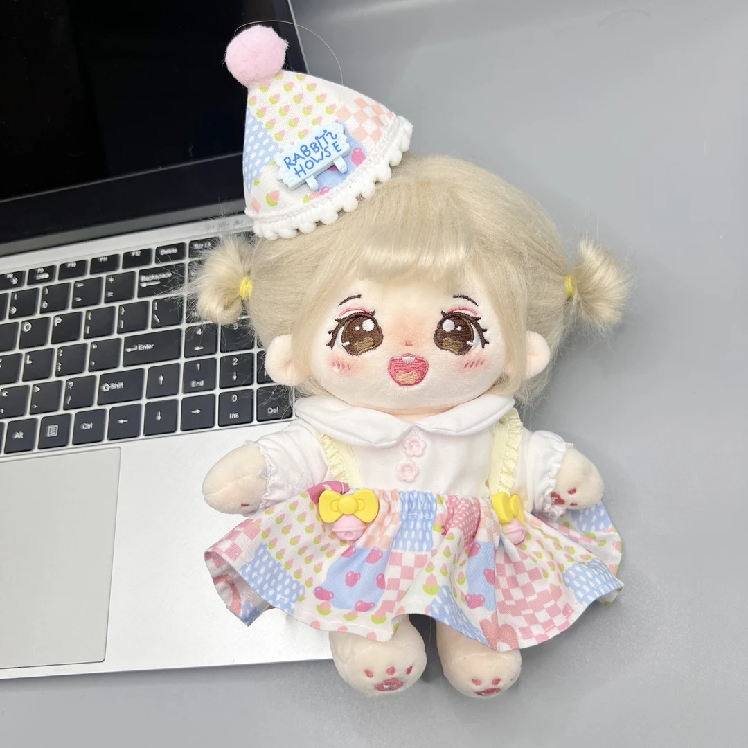 正版棉花娃娃衣服20cm娃衣现货可爱萌帽子生日派对连衣裙子