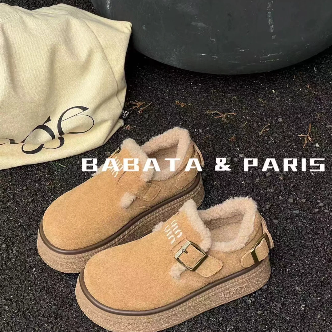 【婷婷推荐】 冬季厚底雪地鞋一脚蹬加绒加厚百搭棉鞋91785