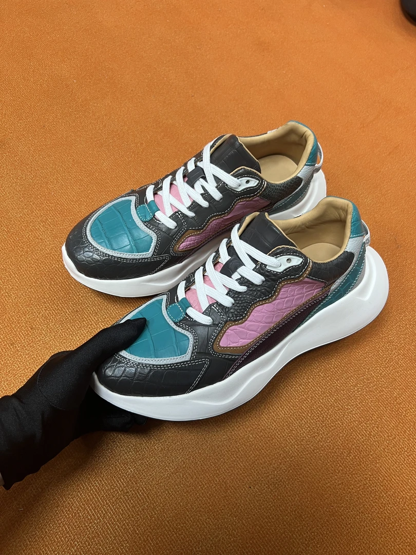 正鳄百断码鳄鱼皮老爹男鞋潮男潮流休闲百搭超轻底时尚运动鞋休闲