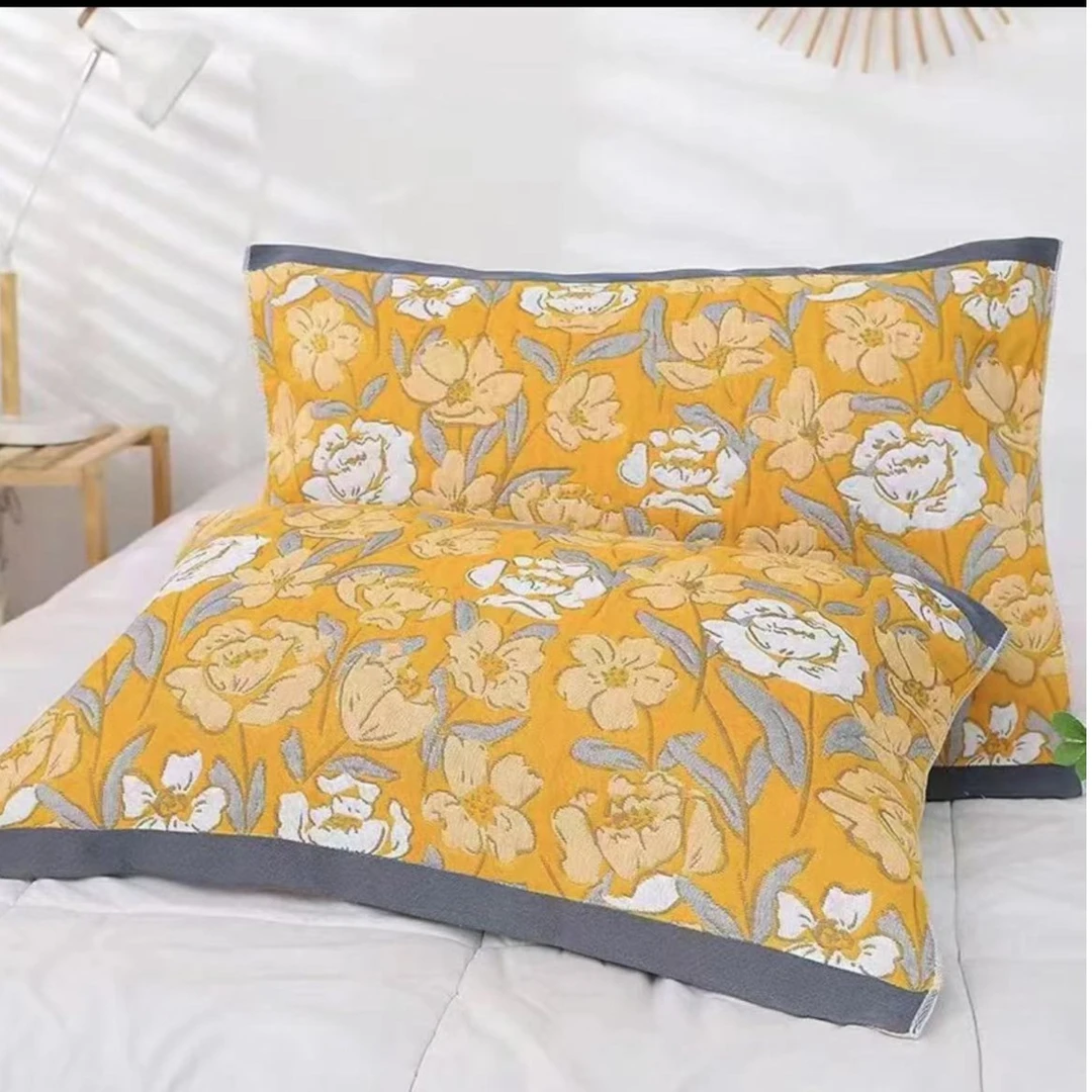 【盛放】52*78纯棉纱布枕巾加大加厚防汗高档透气棉枕