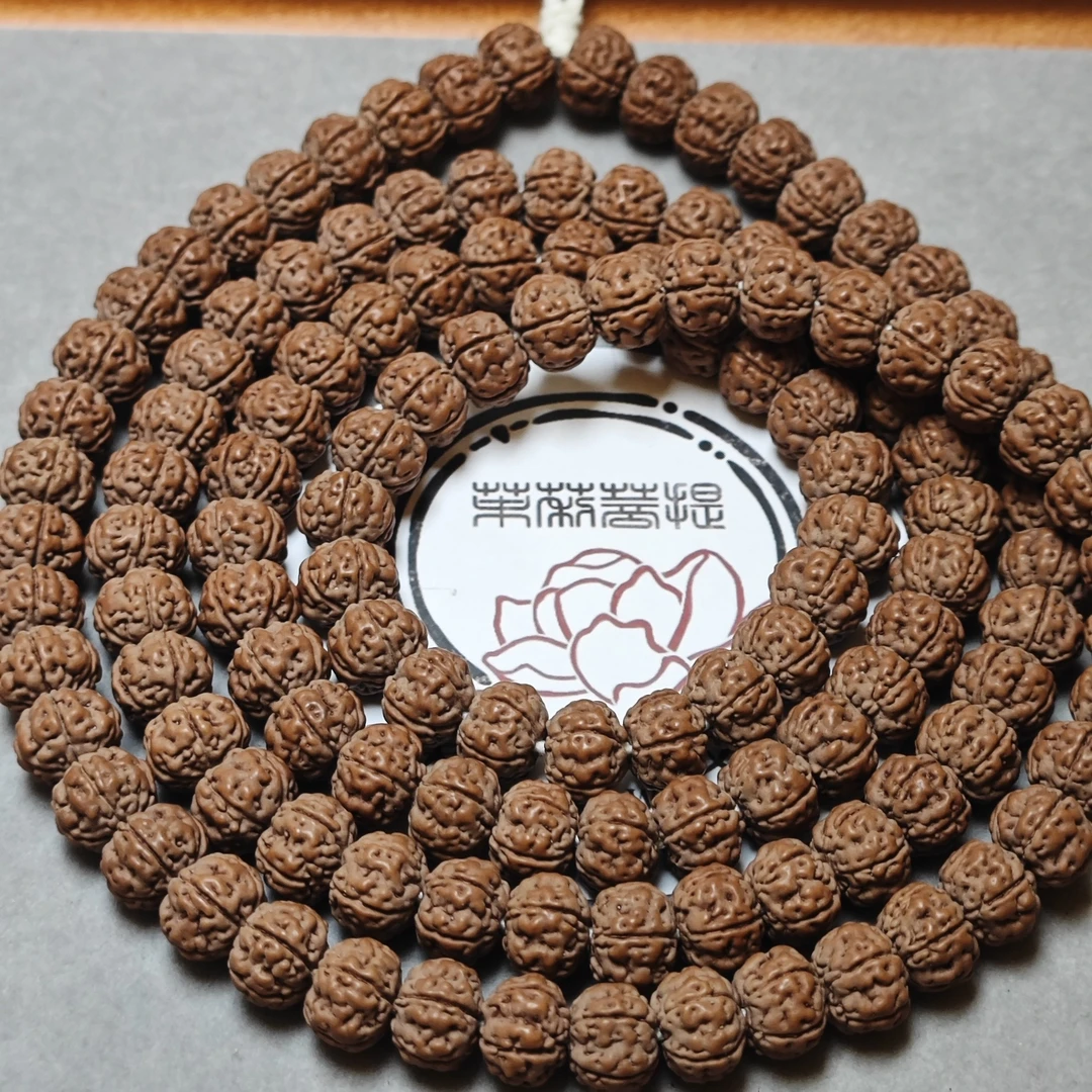 茉莉菩提『纯血老树王108』精品小金刚菩提籽脖挂褐皮老树王