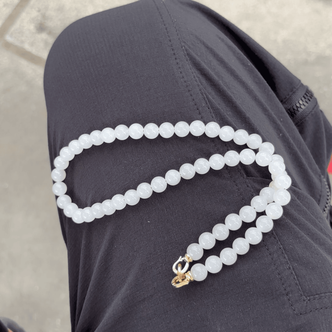 和田玉烟灰紫项链未镶嵌卡8