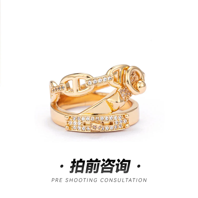 合金戒指 皮带扣戒指9码三合一欧美女款轻奢气质时尚小众