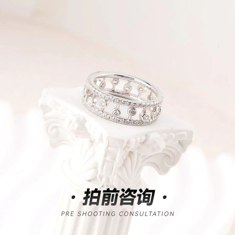 合金戒指 特宽一字螺纹样式戒指精致轻奢设计ins风时尚戒指