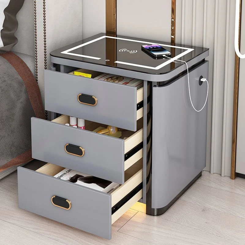 新疆西藏包邮智能无线多功能三抽床头柜多功能带锁家用一体保险柜