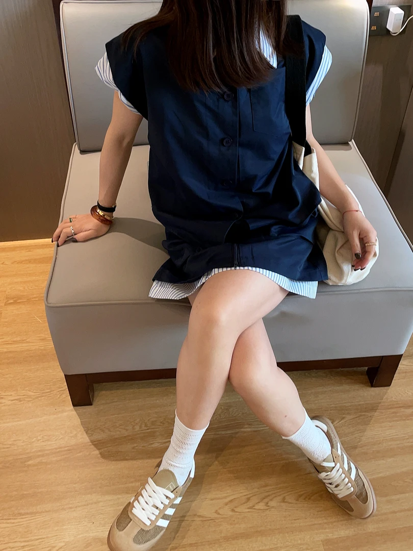 设计师款拼接上衣➕半身裙夏季工装套装2488161