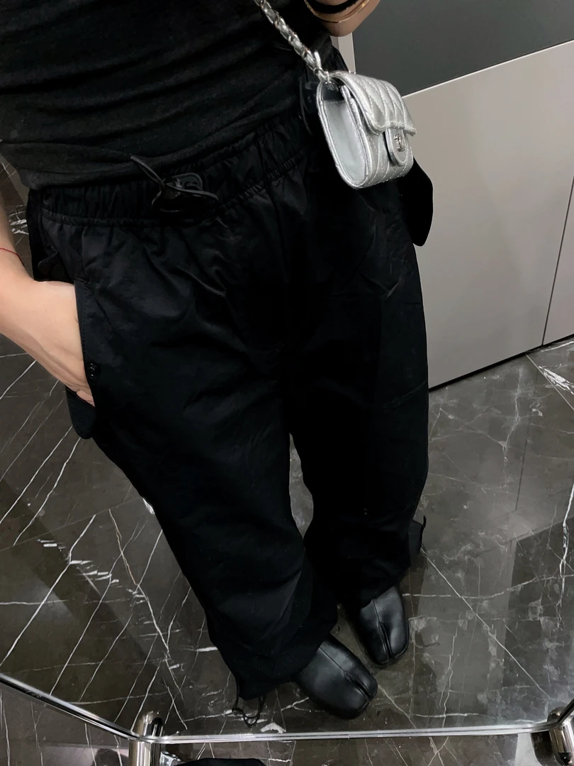 高腰抽绳束脚阔腿裤 复古辣妹街头宽松显瘦女工装裤52361