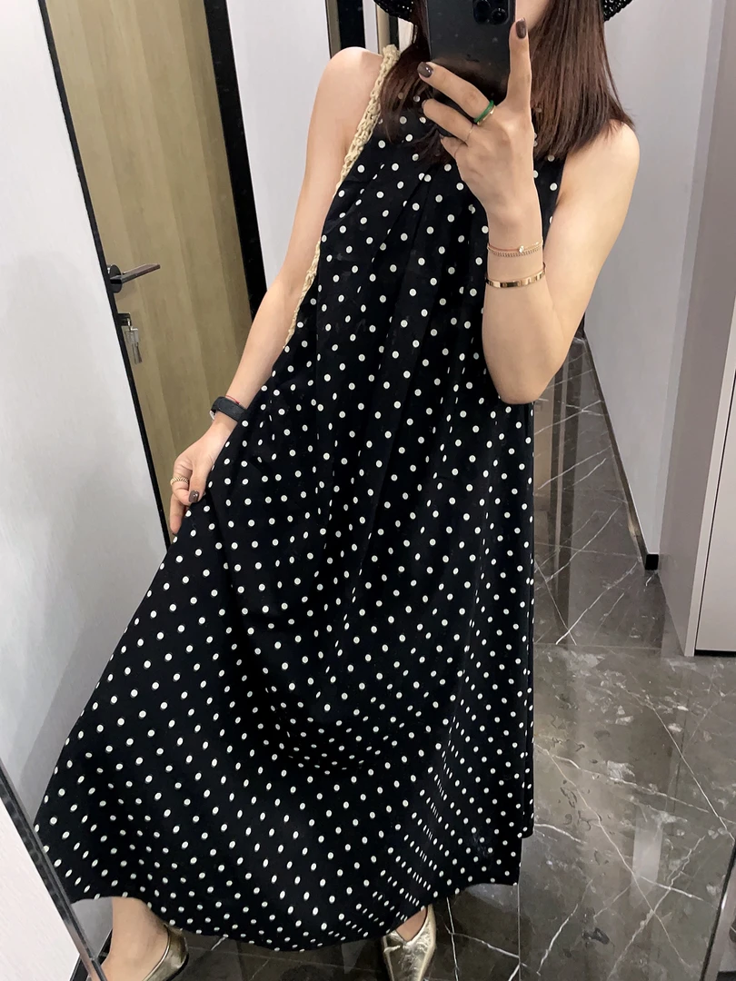 【罗马假日】无袖波点背心连衣裙高级宽松显瘦