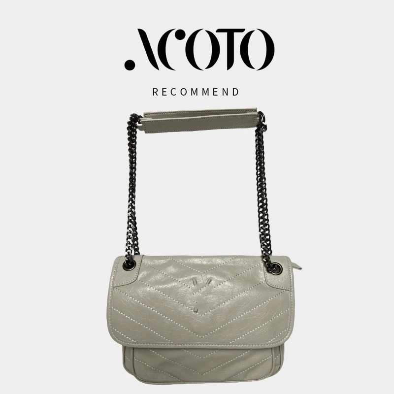 【彭彭高定】Acoto&老杨NK26翻盖斜挎包奶白色百搭单肩时尚Z131