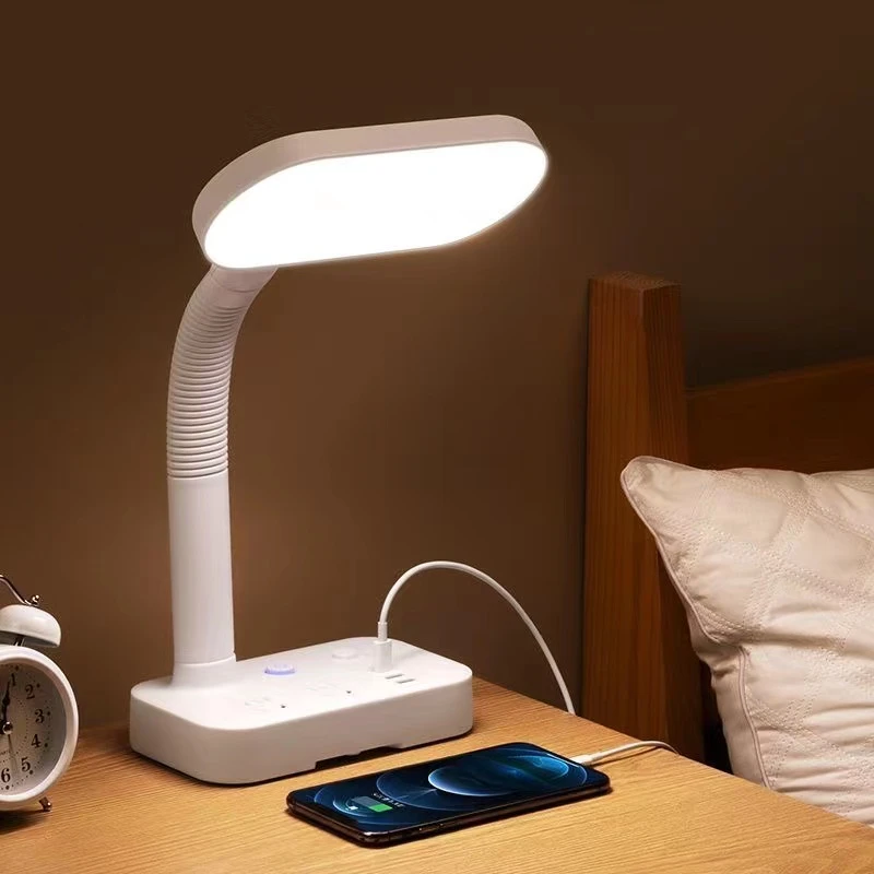 阅读台灯学习专用护眼书桌学生写作业床头灯宿舍插电带插座多功能