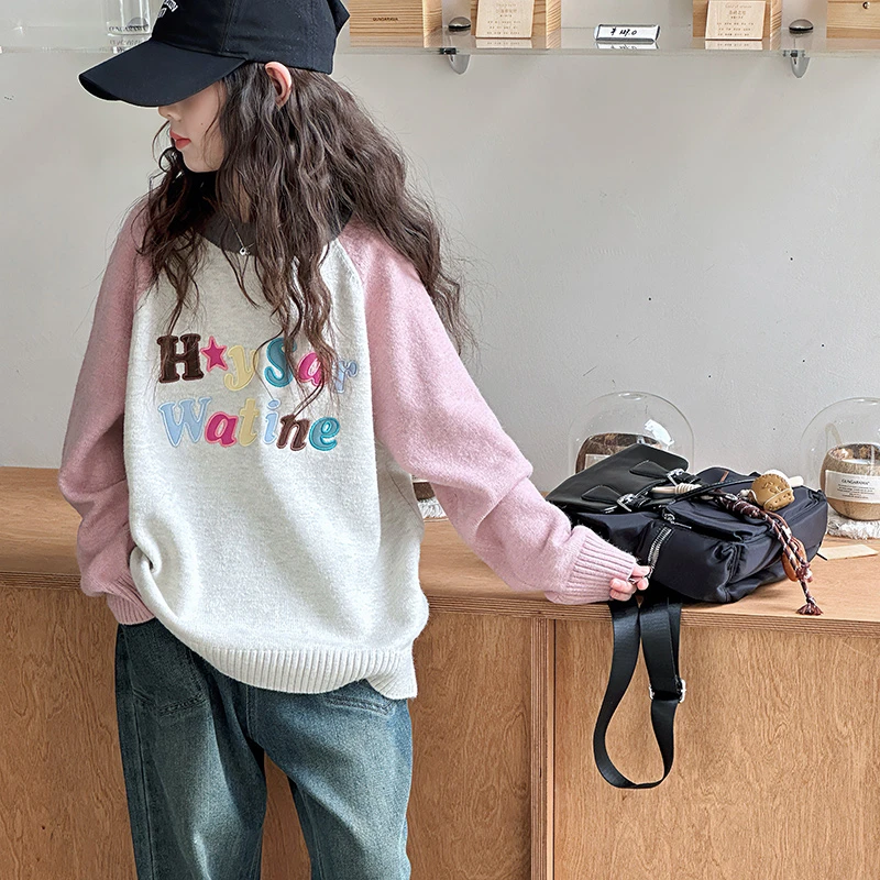 女童毛衣秋冬款2024新款洋气儿童时髦针织衫秋装中大童韩版上衣潮