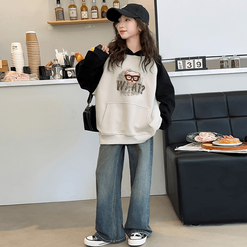 女童套装春秋2024新款韩版儿童洋气卫衣牛仔裤两件套秋装中大童潮