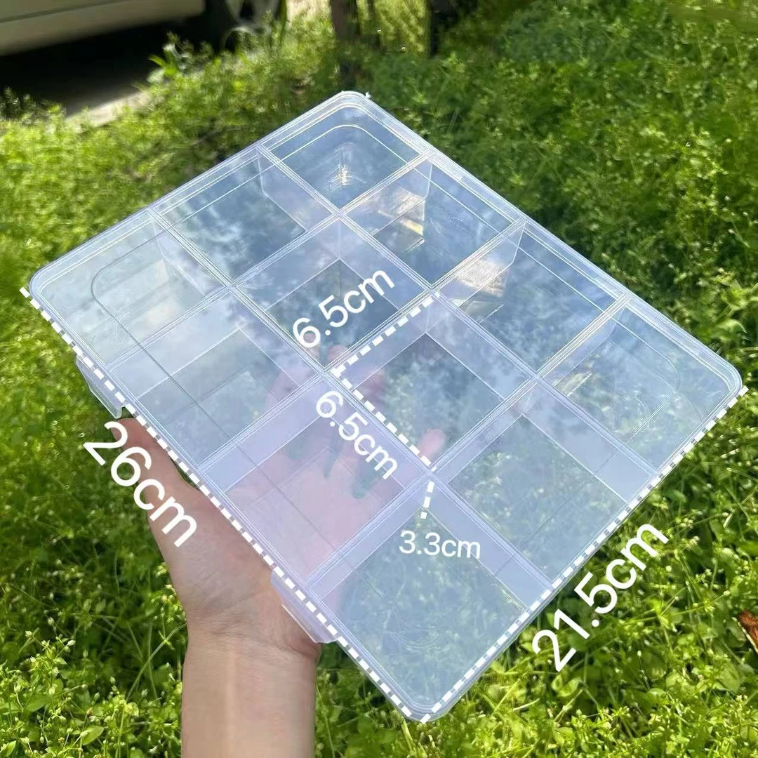 超大固定12格带卡槽珠子饰品收纳盒透明无味手串散珠戒指收纳盒