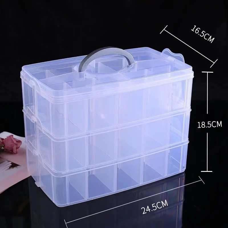 大号三层透明珠子收纳盒乐高多层收纳简约大容量