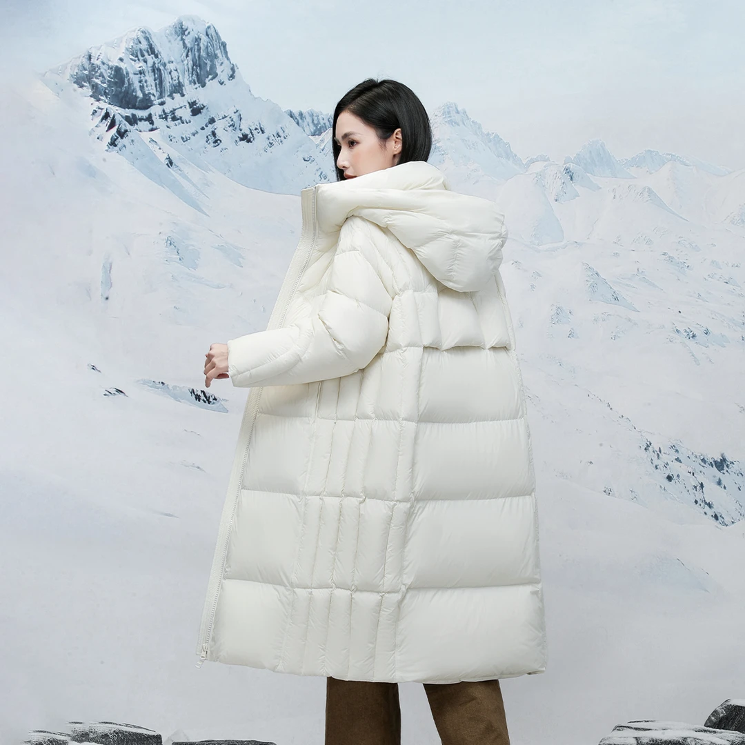 爱美斯（A008款）瑕疵款建议慎拍可退不可换白鹅绒中长羽绒服