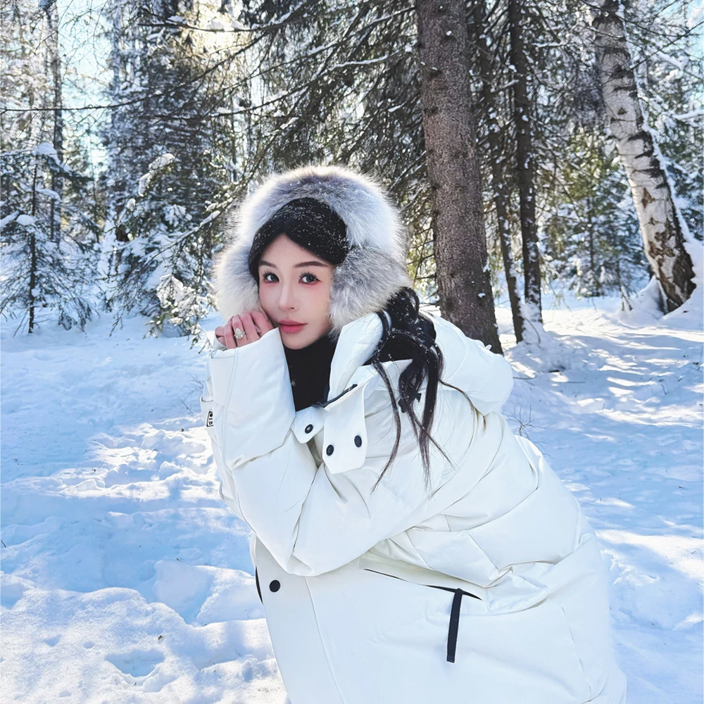 【懒猫nonoAIMISS】爱美斯向心系列色彩碰撞加厚长款鹅绒服A069008