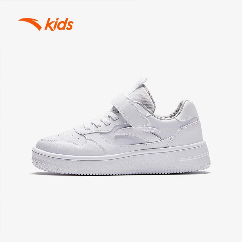 安踏儿童运动小白鞋男2024秋季新款女大童百搭板鞋魔术贴休闲鞋子