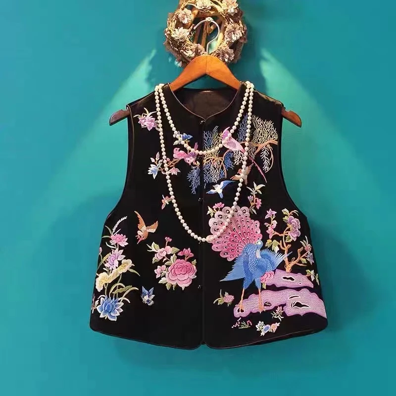 复古中国风盘扣马甲黑色刺绣时尚中式坎肩背心夏季新款国风马夹