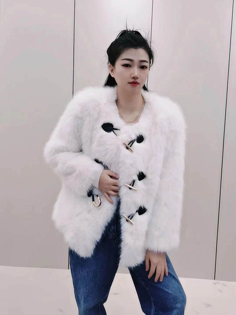 2024秋冬新款托斯卡纳毛毛女韩版时髦通勤百搭短款外套