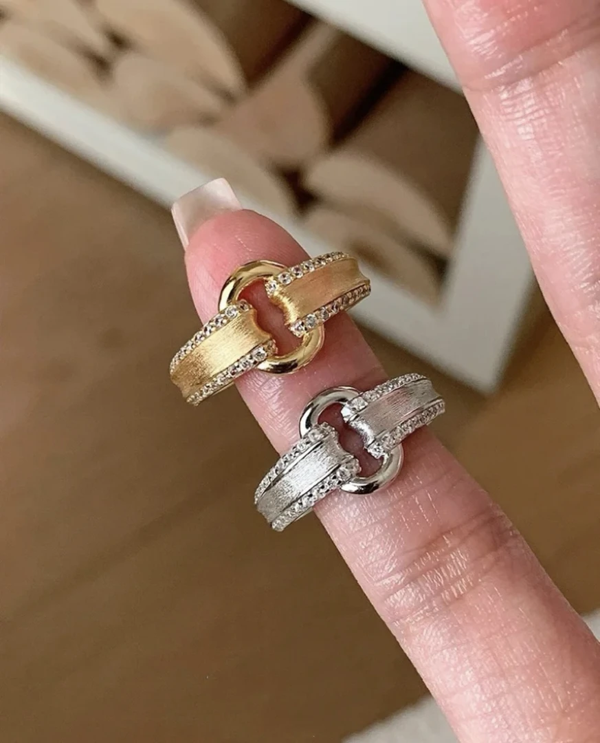 925银戒指 vintager中古绸缎拉丝元宝戒指女复古食指戒指环女