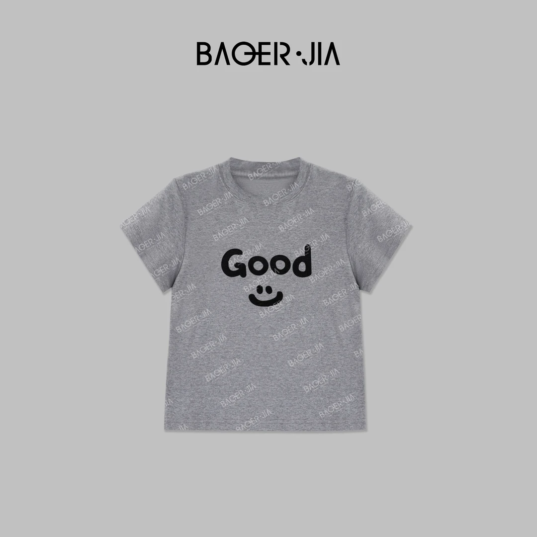 6-【天天开心】宝儿家含幂BL48524206夏季穿搭款植绒时髦洋气T恤