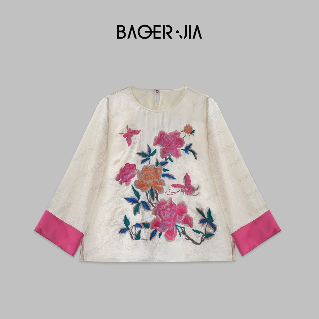 1-【百花齐放】宝儿家BK33224204百搭传统中国民族风重工刺绣衬衫