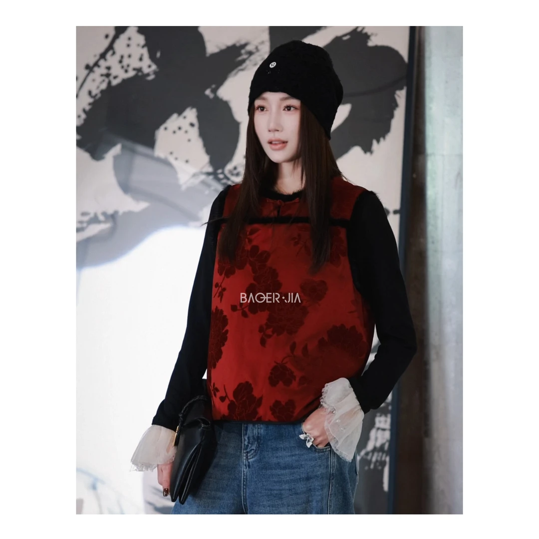 6-【缎为底/绒为花】宝儿家含幂BJ59424411冬季新款新中式绣花马甲