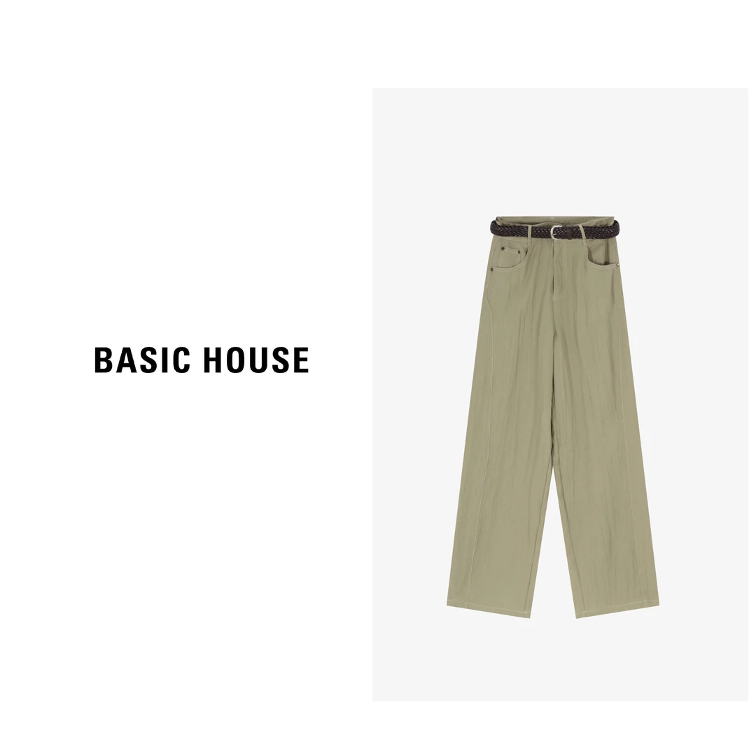 Basic House/百家好夏季薄款休闲垂感纯色女士长裤-B0624A5G402
