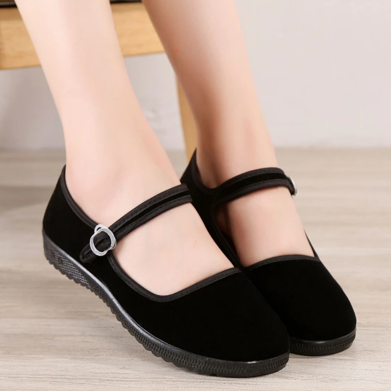 黑色平跟舒适舞蹈鞋高跟鞋单鞋酒店鞋平底老北京布鞋女工作鞋女鞋