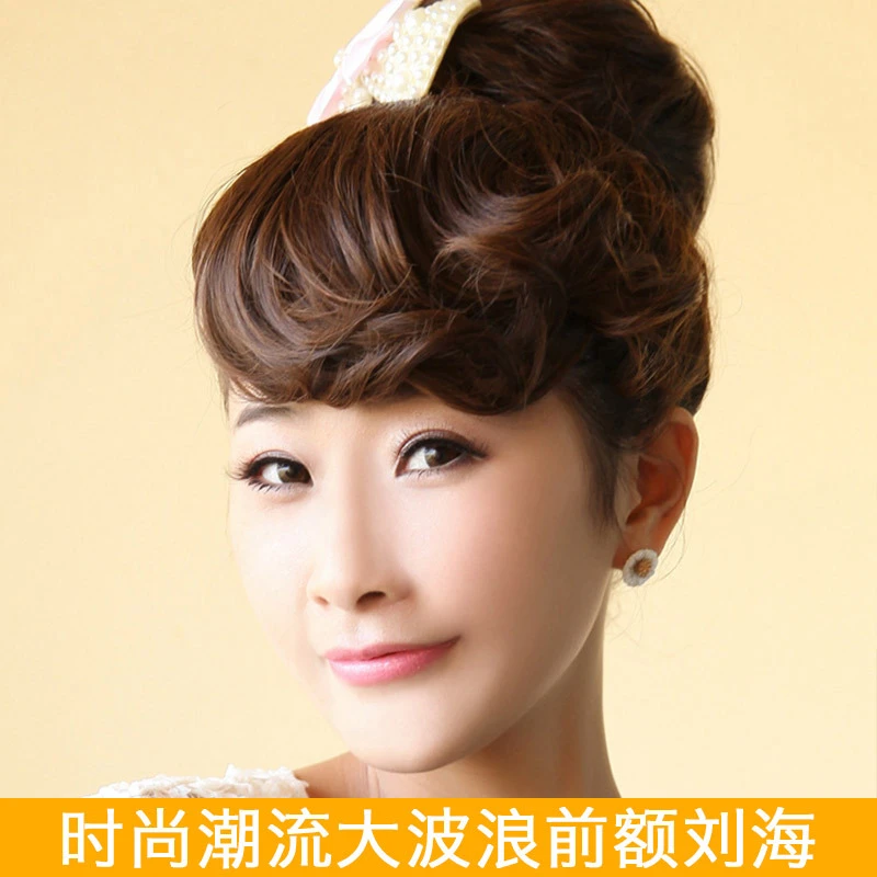 复古隐形假发女刘海时尚复古卷刘海片隐形夹子波浪卷发片刘海接发