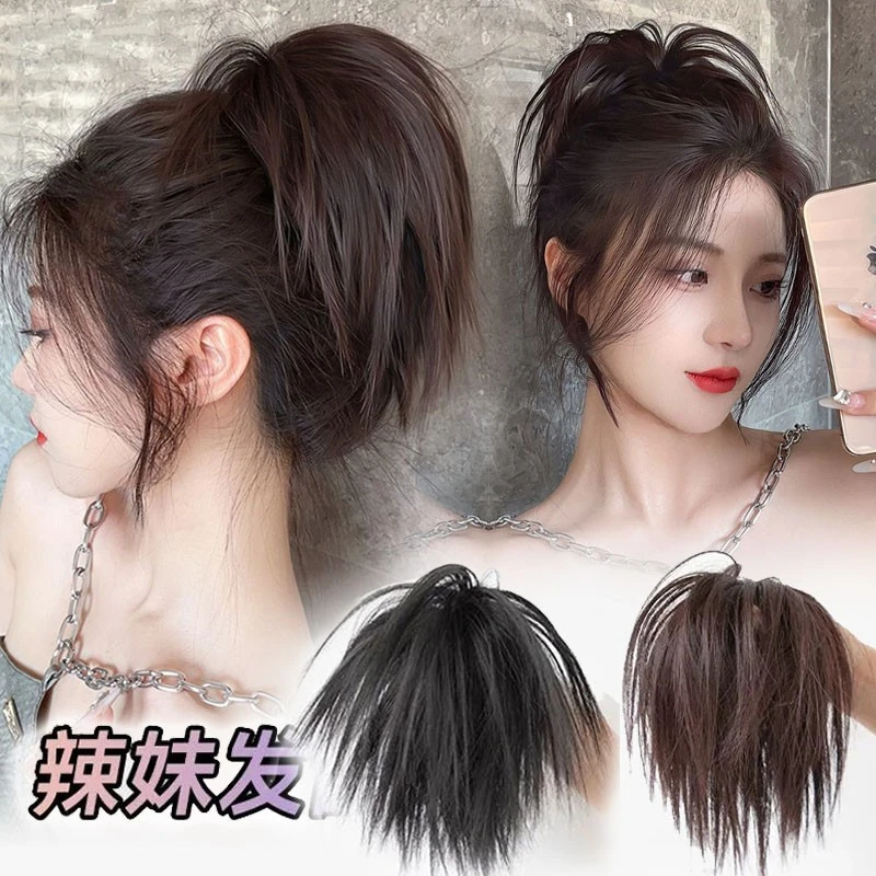 辣妹甜酷丸子头蓬松假发发圈仿真个性方便便捷马尾甜美简单弹力