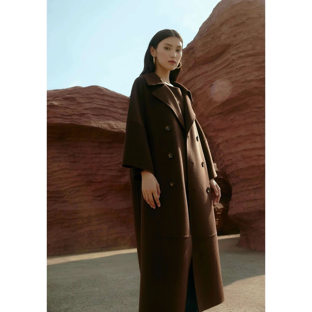 【阿玛施AMASS】中长款显瘦宽松气质美拉德新款大衣5400774，5492006