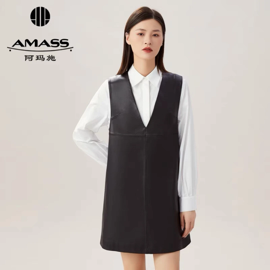 【阿玛施AMASS】新款V领皮裙5500495