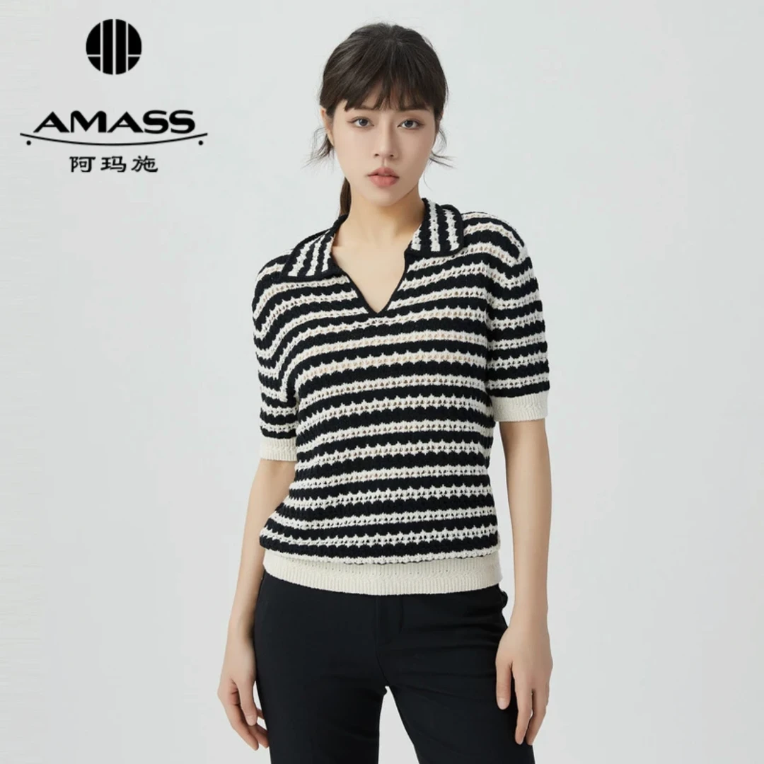 【阿玛施AMASS】新品镂空针织短袖5399596
