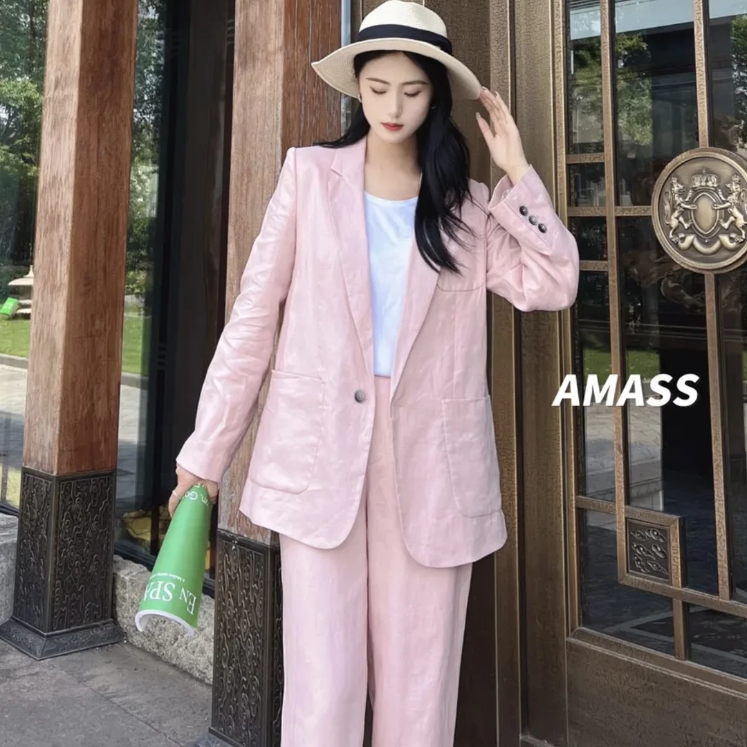 【阿玛施 AMASS】5400704轻奢风新中式亚麻西服  