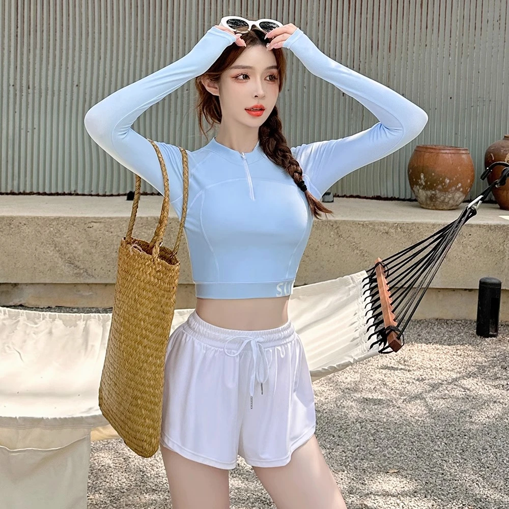 13011分体长袖泳衣女款夏季保守防晒游泳衣遮肚显瘦高级感泳装