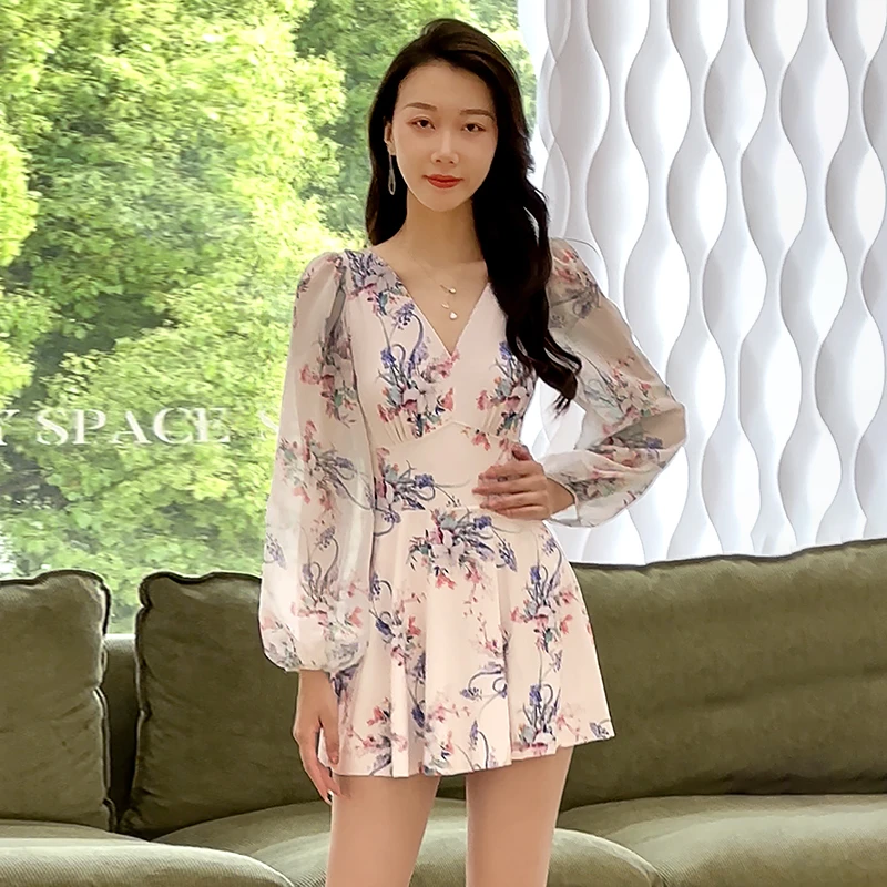 佑游13091泳衣女2025新款夏长袖游泳遮肚显瘦泳装遮肉连体游泳衣
