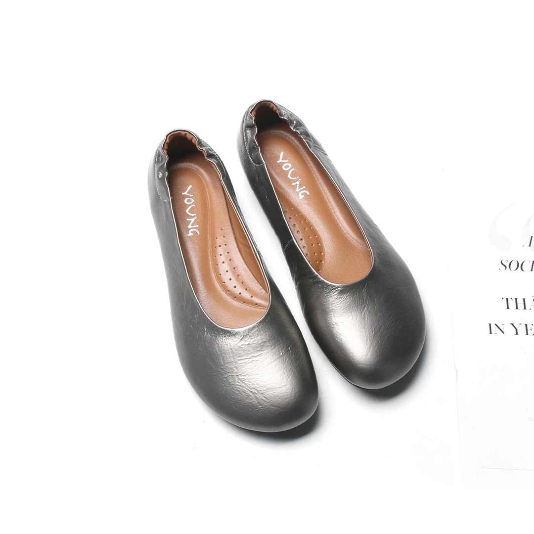 平底单鞋女真皮软底蛋卷鞋浅口一脚蹬不累脚瓢鞋