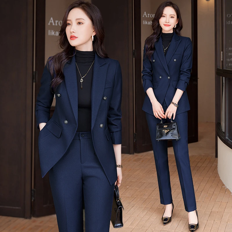 职业西装套装女秋冬正装2023新款气质珠宝店工作服西服外套女装