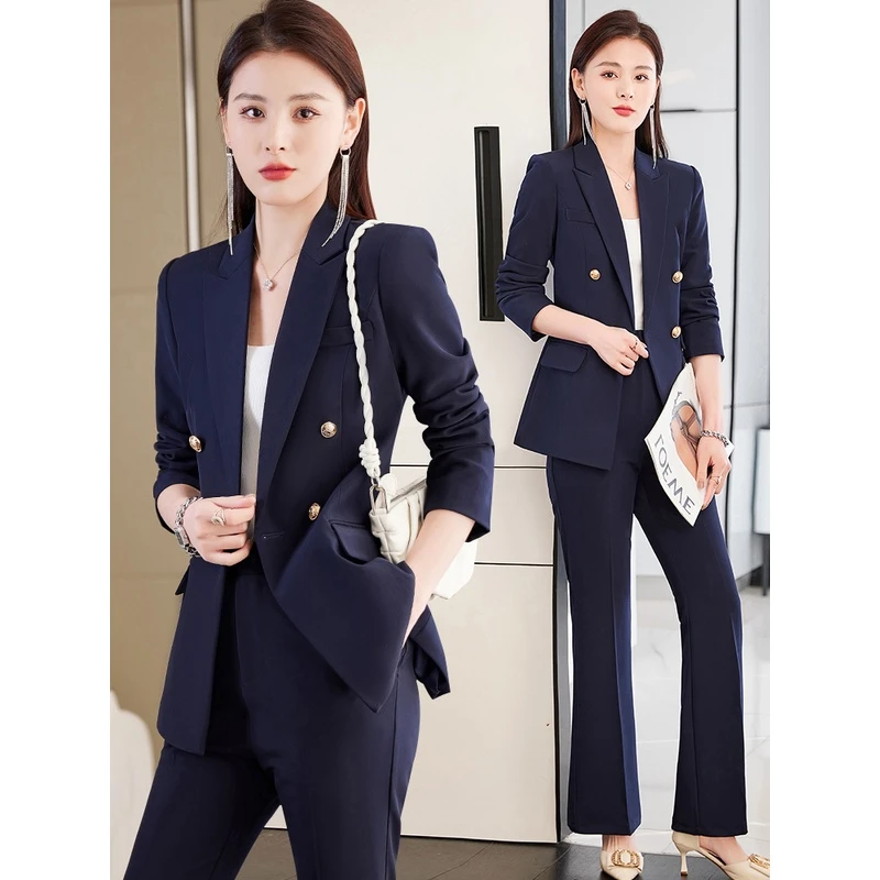 高端小西装外套女春秋2025新款时尚气质小个子西服喇叭裤职业套装