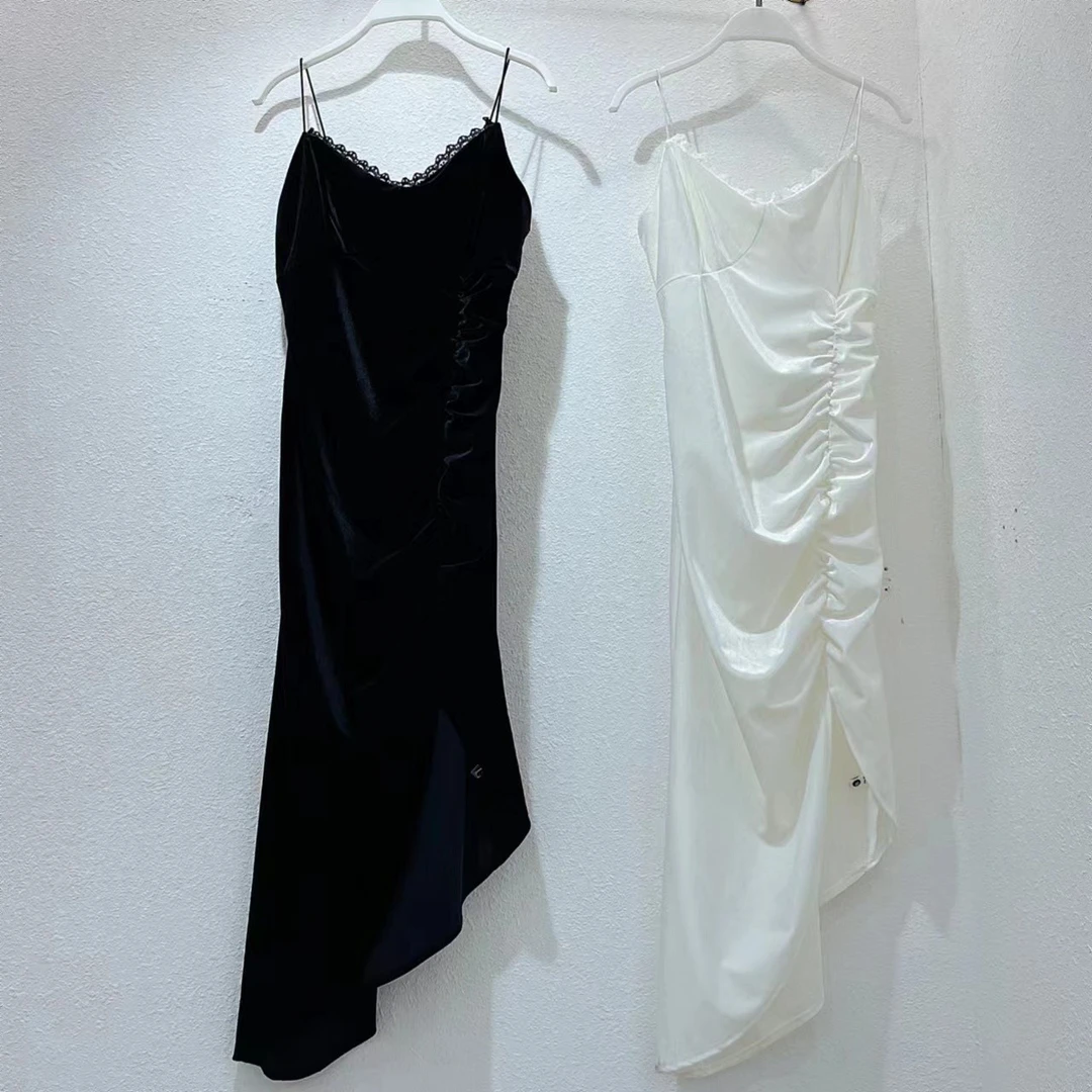 浮力-不规则丝绒吊带长裙