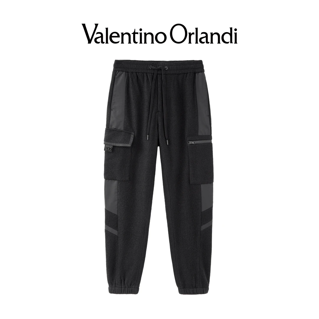 Valentino orlandi男士秋冬A版时尚简约商务绵羊毛束脚休闲长裤