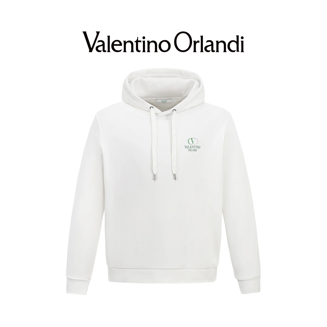 Valentino orlandi男士秋冬B版时尚百搭小标刺绣logo加绒连帽卫衣