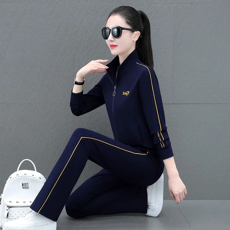 高档休闲运动服套装女春秋季气质开衫卫衣微喇裤两件套2025新款