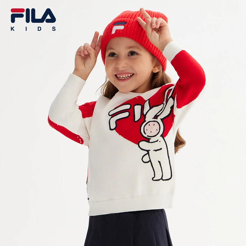 FILA×不二兔斐乐长袖儿童上衣2023春季新年款套头卫衣K11B311404