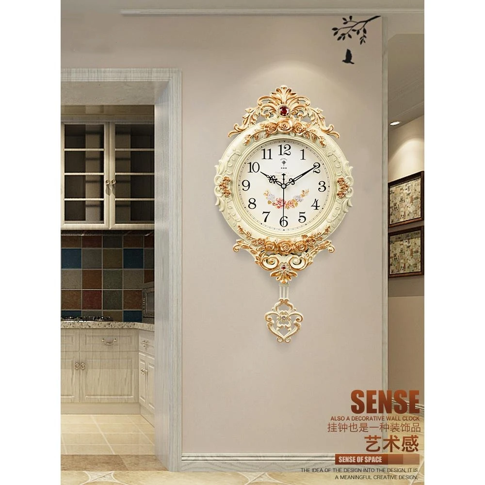钟表轻奢挂钟2025新款复古时尚挂墙挂表静音客厅时钟石英钟家用