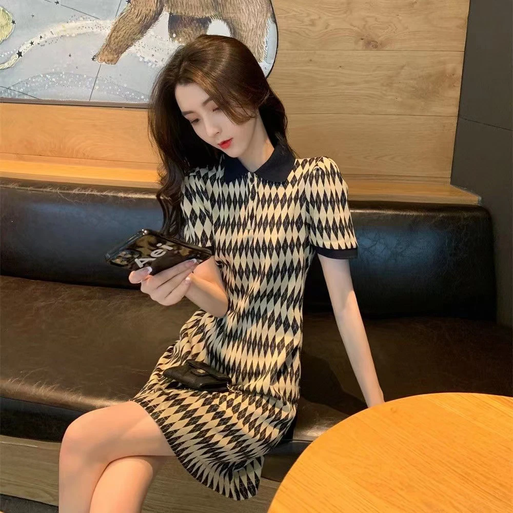 【宠粉专享】夏季女短袖连衣裙polo领宽松显瘦修身气质包臀裙614