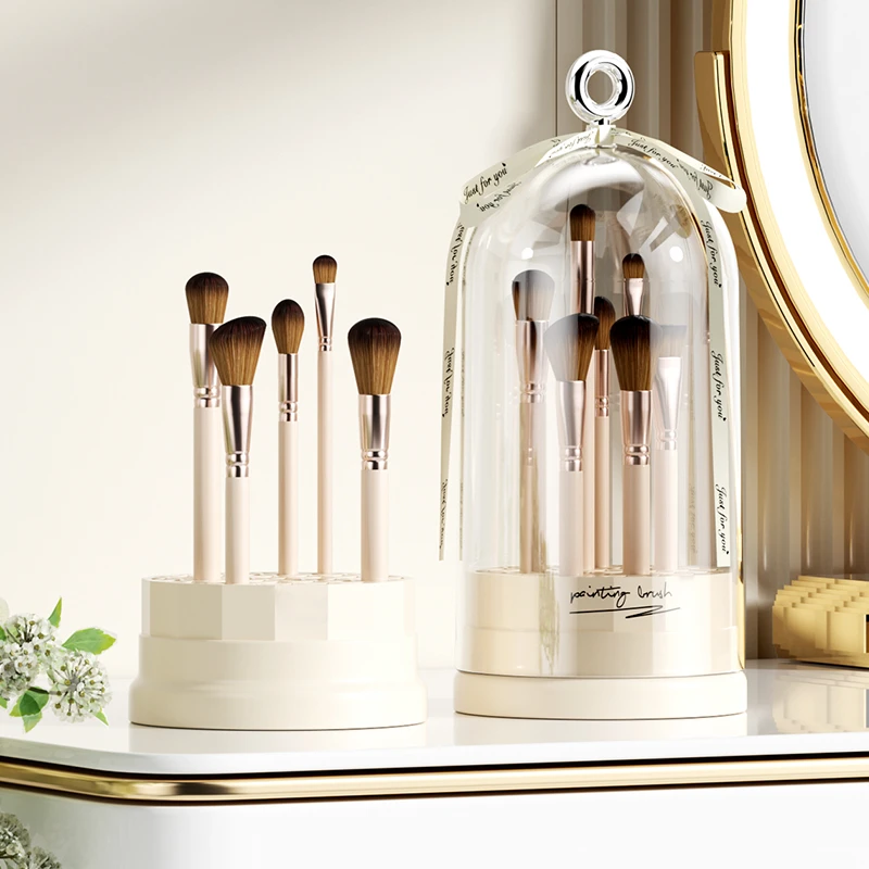 防尘化妆刷收纳筒分格桌面眉笔刷子桶化妆品口红笔筒梳妆台收纳盒