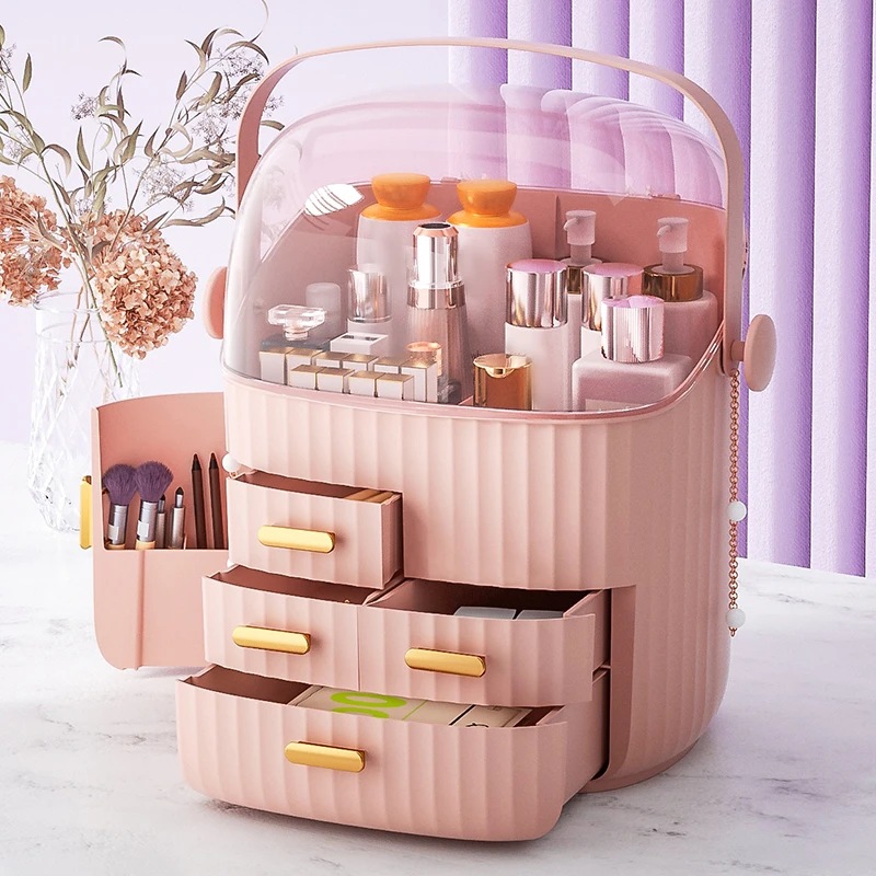 化妆品收纳盒桌面防尘网红护肤家用整理箱宿舍大容量梳妆台置物架