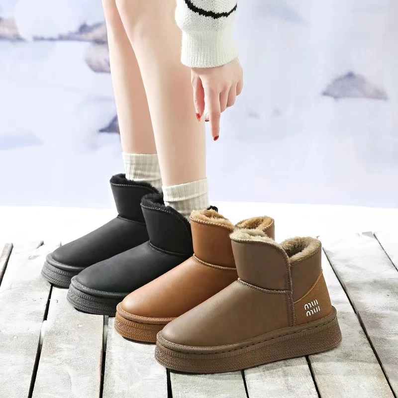 24-8冬季皮毛一体雪地靴女加厚加绒保暖鞋
